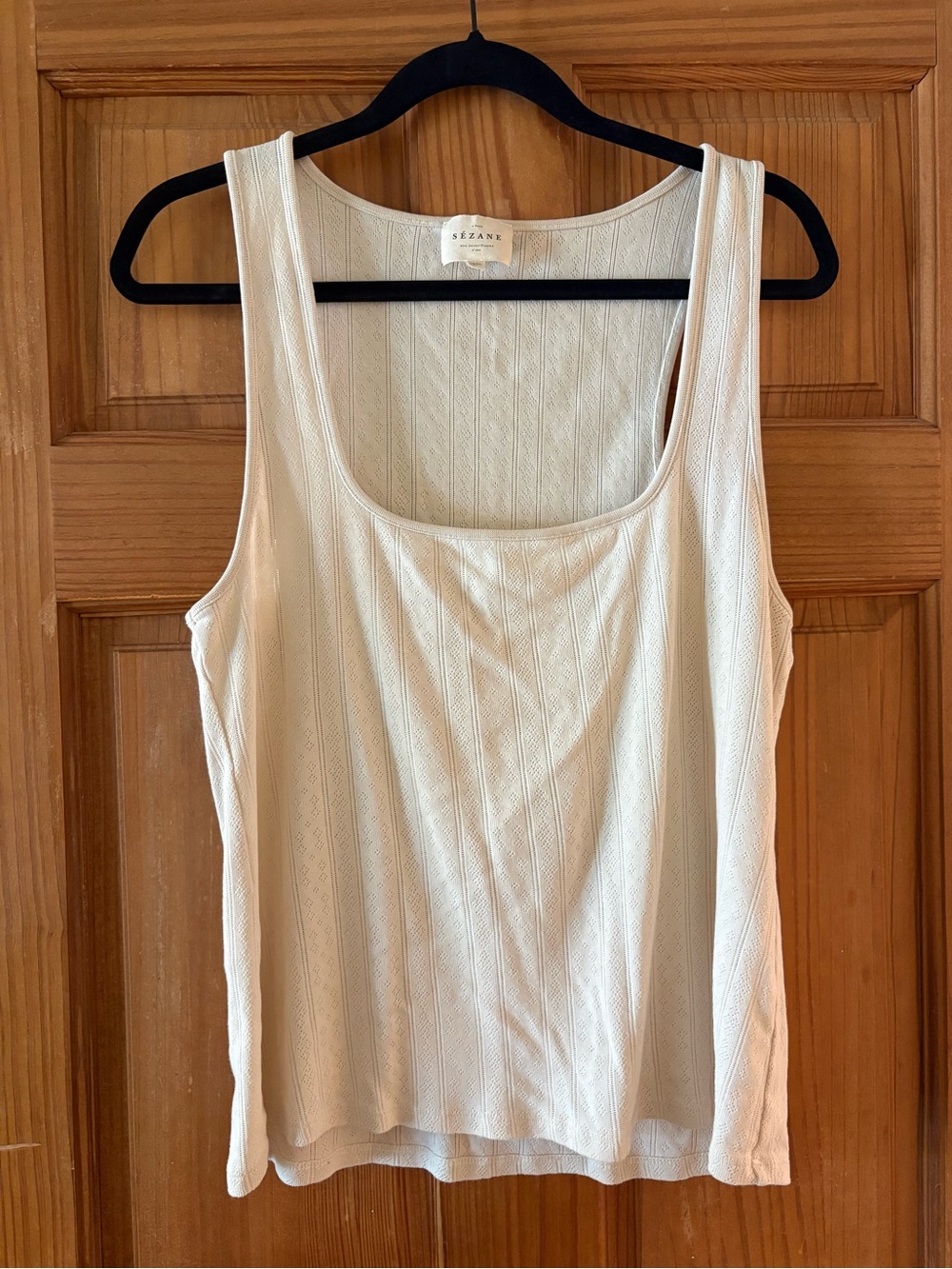Sézane Juan tank in cream pointelle